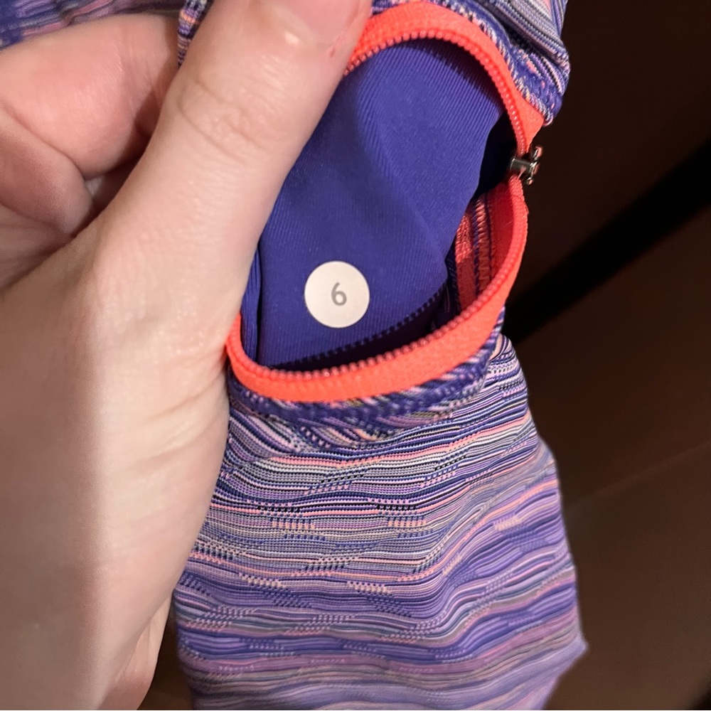 Lululemon Cropped Purple Striped Leggings Athletic - Picture 9 of 12
